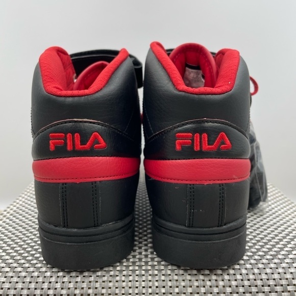 NEW Fila Vulc 13 Mid Top Plus Shoes - Black / Red with Additional Black Laces - Picture 4 of 7